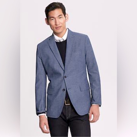 Banana Republic Men’s TAILORED-FIT CHAMBRAY TWO-BUTTON BLAZER Size 42S Classic - Picture 1 of 15